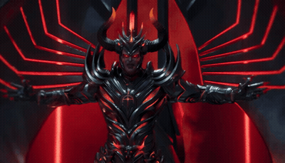 Demon With Red Eyes And Horns In Red Light GIF