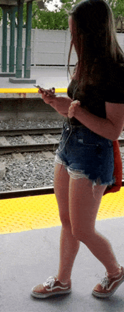 Denim Shorts Train GIF
