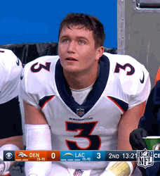 Denver Broncos Drew Lock Sitting On Bench GIF