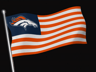 Denver Broncos Flag Waving Against Black Background GIF