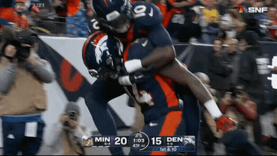 Denver Broncos Player Lifted In Air GIF