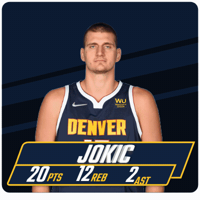 Denver Jokic Basketball Player 20 Pts 12 Reb 2 Assists GIF