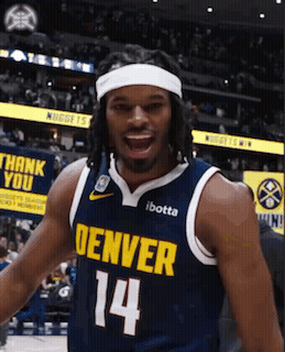 Denver Nuggets Player With Headband Number 14 GIF