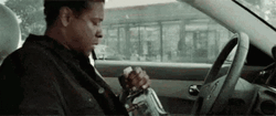 Denzel Washington Drinking Alcohol In Car GIF
