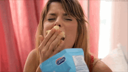 Depressed Lady Stress Eating Munching Chips GIF
