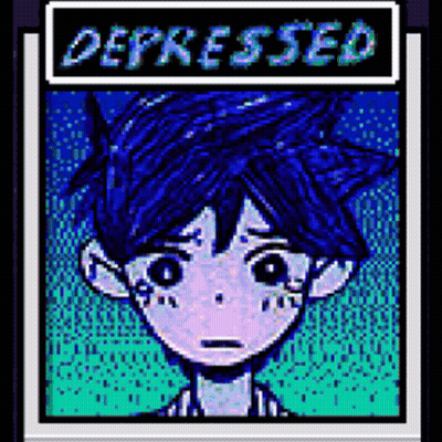 Depressed Pixel Art Boy With Blue Hair GIF