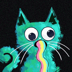 Derp Eyes Puking Animated Cat GIF