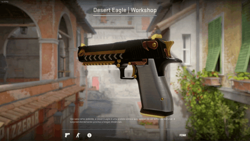 Desert Eagle Workshop Gun Displayed In Front Of Building GIF