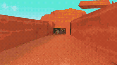 Desert Landscape Pyramids Palm Trees Blue Sky GIF
