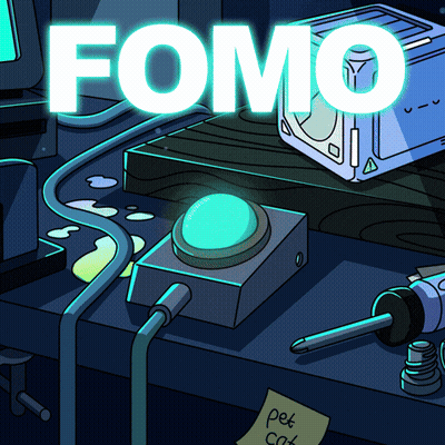 Desk With FOMO Word GIF