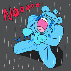 Despair Animated Blue Character In The Rain GIF