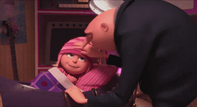 Despicable Me Character Petting Sleeping Girl GIF