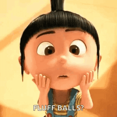 Despicable Me Girl Holding Face Saying Fluff Balls GIF