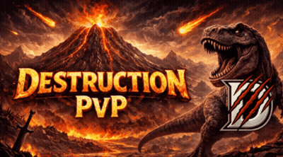 Destruction PvP Poster With T-Rex and Volcano