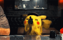 Detective Pikachu Drinking From Mug GIF
