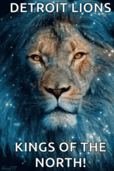 Detroit Lions Poster With Blue Mane Lion GIF