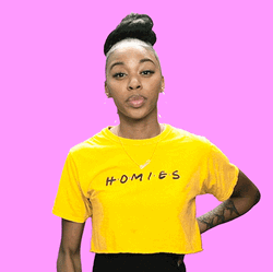 Deuces Sassy Lady Yellow Tee Walking Out GIF