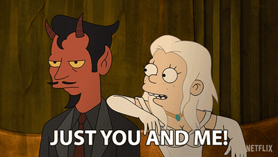 Devil And Woman Saying Just You And Me GIF