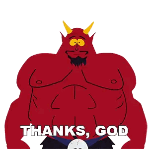 Devil Saying Thanks God Sticker