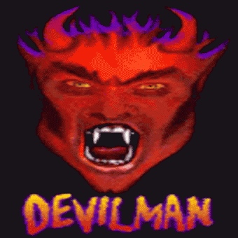 Devilman Logo With A Devil With Purple Horns GIF