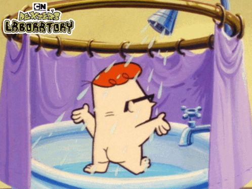 Dexter From Dexter Laboratory Showering GIF