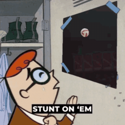 Dexter From Dexter 'S Laboratory Is Looking At A Picture And Says Stunt On ' Em GIF