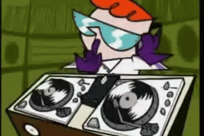Dexter From Dexter's Laboratory Playing Record On Turntable GIF
