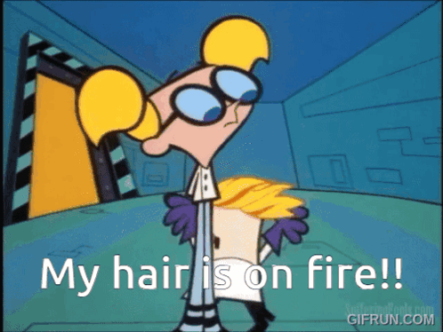 Dexter From Dexter 'S Laboratory Says That His Hair Is On Fire GIF