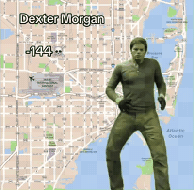Dexter Morgan In Front Of Miami Map GIF
