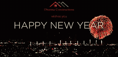 Dharma Constructions Wishes You Happy New Year With Fireworks GIF