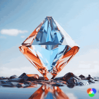 Diamond On Pile Of Rocks In Water GIF
