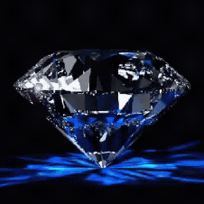 Diamond With Blue Bow On Black Background GIF