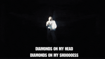Diamonds On My Head Diamonds On My Shoooooess Is Displayed On A Dark Background GIF