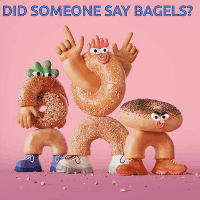 Did Someone Say Bagels Blue Letters Poster GIF