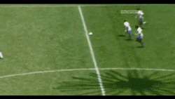 Diego Maradona Chasing Ball Across Field GIF
