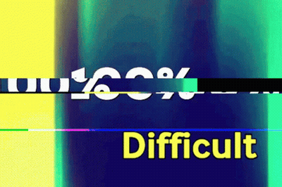 Difficult Word Blue Yellow Background GIF