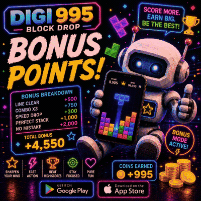 Digi 995 Block Drop Video Game Advertisement GIF