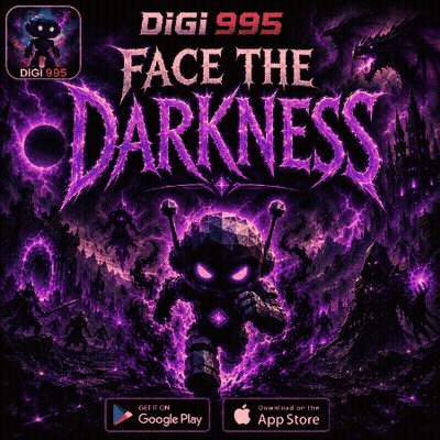 Digi 995 Face The Darkness Robot Poster GIF
