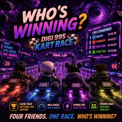 Digi 995 Kart Race Advertisement Robot Driving Go Kart GIF
