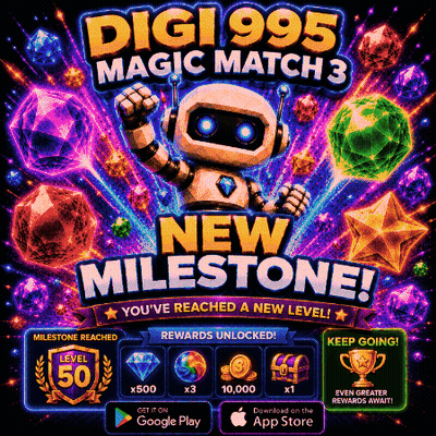 Digi 995 Magic Match 3 Robot Advertisement GIF