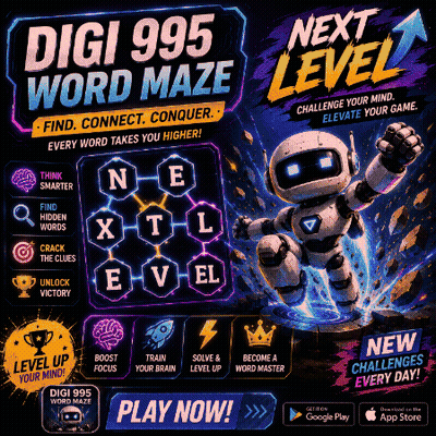 Digi 995 Word Maze Advertisement With Robot GIF