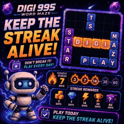 Digi 995 Word Maze Advertisement With Robot GIF