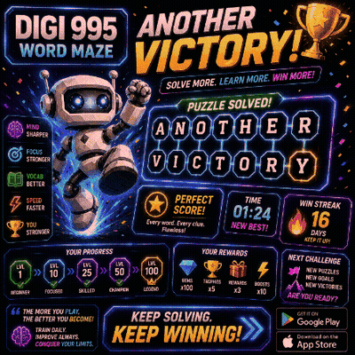 Digi 995 Word Maze Poster With Robot GIF