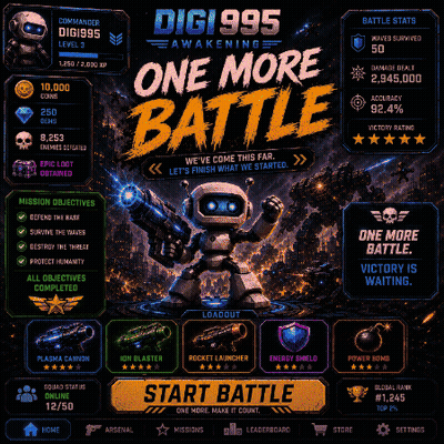 Digi995 Awakening Poster Robot Holding Gun GIF