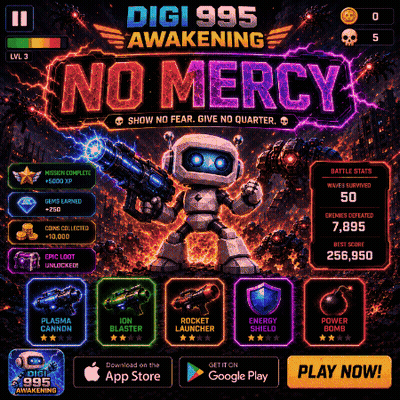 Digi995 Awakening Robot Holding Gun GIF