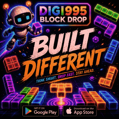 Digi995 Block Drop Robot Flying Through Air GIF