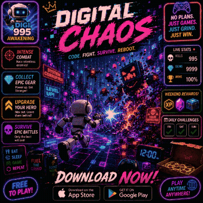 Digital Chaos Robot Flying Through Air GIF