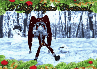 Digital Christmas Greeting Card With Cartoon Character GIF