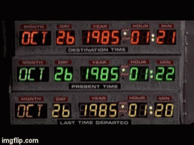 Digital Clock Showing Oct 26 1985 GIF