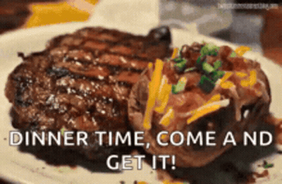 Dinner Time Steak And Mashed Potatoes GIF